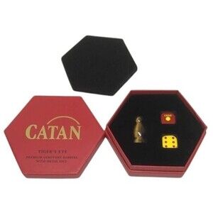 Catan Brown Gold Tiger's Eye Metal Dice Red Yellow Premium Gemstone Robbers NEW